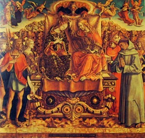L’incoronazione della Vergine, cm. 225 x 255, Pinacoteca di Brera, Milano